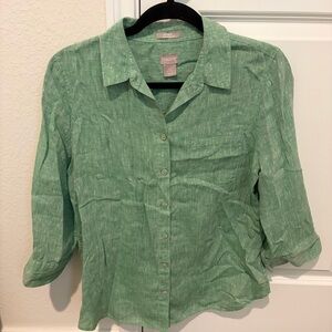 Chico's Light Green Button-Down Shirt